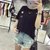 葩葩乐奇2017棉质夏季新款口袋短袖T恤女rihan7017(黑色 L)第3张高清大图