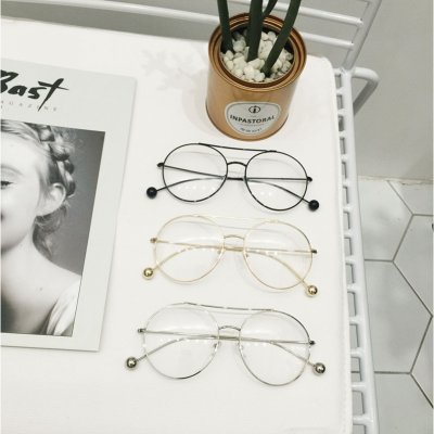 【迪丽热巴同款眼镜框球金属双梁复古平光镜圆