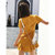 女夏荷叶边小心机短款黄色连衣裙显瘦2018新款裙子(芥末黄(如图) XL)第4张高清大图