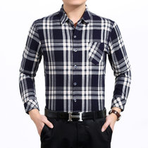 2016中年男士春秋新品商务长袖男装磨毛修身格子衬衫801yongxin(白色 175)