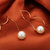 金一珠宝珍珠耳线耳钉18K金海水珍珠波浪耳坠 送女友送老婆礼物 需定制第3张高清大图