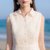 2018夏季新款韩版女装修身显瘦无袖气质娃娃领流苏连衣裙短裙裙子(米白色)(L)第5张高清大图
