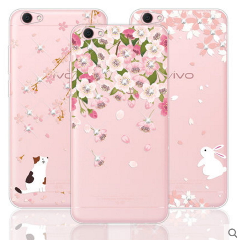 vivo y67手机壳女款挂绳 vivoy67防摔壳 外壳 硅胶套 tpu保护壳 彩绘