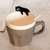 豪峰 创意马克杯陶瓷杯子咖啡杯牛奶杯早餐杯卡通可爱水杯带勺(黑猫卡其款满天星带勺)第2张高清大图