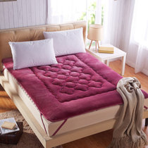 芙雪家纺 加厚法莱绒床垫 可折叠保暖加厚榻榻米纯素色床垫(酒红)