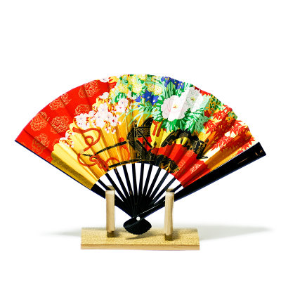 日本直采 京都传统产业交流中心京扇子四季花车装饰扇（附带竹架）