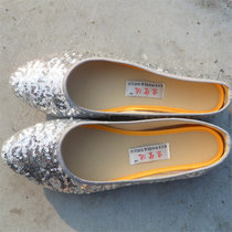 老北京单鞋亮片休闲工作舞蹈布鞋开车女鞋(银色 40)