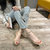 夏季韩版一字带水钻高跟鞋圆头休闲名媛风半拖凉鞋(5.5CM杏色 37)第4张高清大图