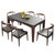 火烧石餐桌椅组合简约现代小户型大理石长方形家用火山石实木饭桌(1.5米餐桌+4椅)第5张高清大图
