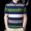 吉普战车JEEP薄款T恤男短袖翻领夏季polo衫中年宽松t恤条纹ZMN8215（M-3XL）(绿色 M)