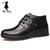 米斯康（MR.KANG）男鞋休闲鞋 高帮棉皮鞋加绒保暖鞋子冬季新款335(黑色 39)第2张高清大图