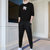 2021秋季男士新款时尚韩版休闲运动套装青少年 男潮(黑色 L)第3张高清大图