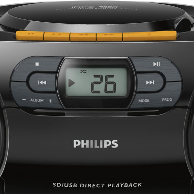 Philips/飞利浦 AZ329 CD播放机 磁带机 胎教机 收音机 USB SD卡 学习机 中小学生学习机(黑色)