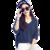 韩都衣舍2017韩版女装夏装新款V领宽松显瘦条纹T恤MM5030悜(藏蓝色 S)第3张高清大图