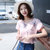 莉菲姿 2017韩版女装夏装新款宽松印花圆领短袖T恤(粉红色 XXL)第3张高清大图