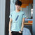 洲玛仕 夏季短袖男T恤棉 韩版弹力薄款圆领T恤(T069天蓝色 XL)第4张高清大图
