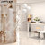 吉派（JiPAi）卫浴淋浴花洒套装全铜欧式金色冷热升降花洒(5099铜配+钛金)第2张高清大图