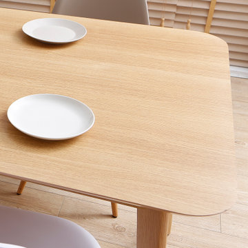 A家家具 餐桌椅北欧简约时尚小户型餐厅家具 一桌六椅（配140CM餐桌）(单餐桌140cm 默认)