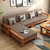 进畅家具 沙发 客厅实木沙发组合 现代简约中式家具小户型转角三人位布艺沙发(原木色 四人位+贵妃)第3张高清大图