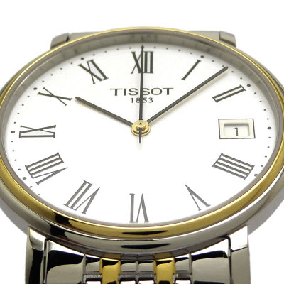 天梭/Tissot 瑞士手表心意系列经典钢带日历男女士手表T52.2.281.13(男金壳白面金带)