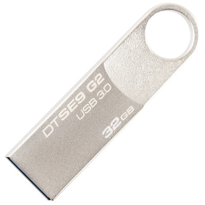 金士顿(Kingston) DTSE9G2 32GB USB3.0 金属迷你型车载U盘 银色亮薄 读速100MB/s