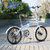 永久20寸高碳钢弓背自行车 7级变速 双碟刹/V刹  时尚潮流 代步折叠车 QJ009(白蓝色(碟刹))第4张高清大图