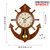 汉时（Hense） 欧式创意船舵实木挂钟客厅复古装饰静音时钟HP39(棕色大号-日本丽声机芯)第2张高清大图