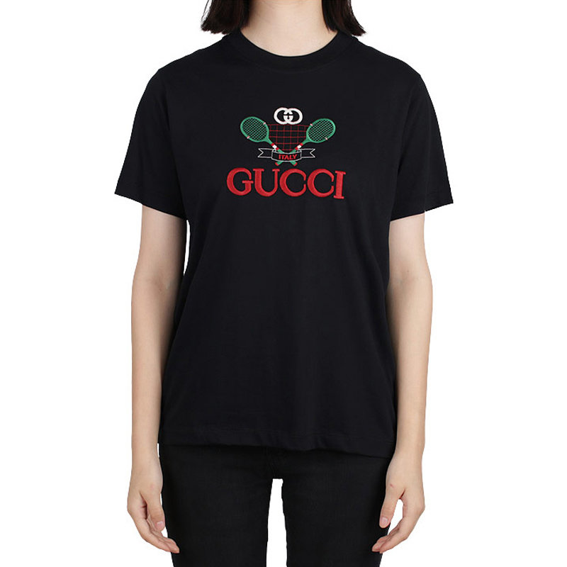 gucci女士黑色棉短袖580762xjbhp1082l码黑色时尚百搭