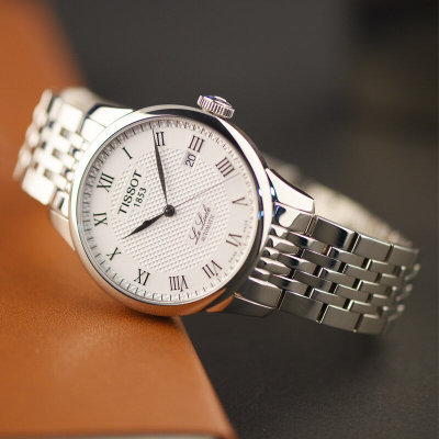 天梭/Tissot手表 力洛克系列 钢带机械男女情侣对表T41款(银壳白面白带)