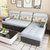 古宜 G213客厅可折叠沙发床 多功能两用推拉现代简约小户型布艺办公室(浅灰色2.15米双人位+贵妃)第2张高清大图