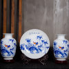 景德镇陶瓷器三件套小花瓶现代中式客厅电视柜插花工艺品装饰摆件(马到成功)