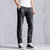 新欧美潮牌洗水丹宁男式牛仔裤修身小直筒裤子K8018(黑灰色 33)第2张高清大图
