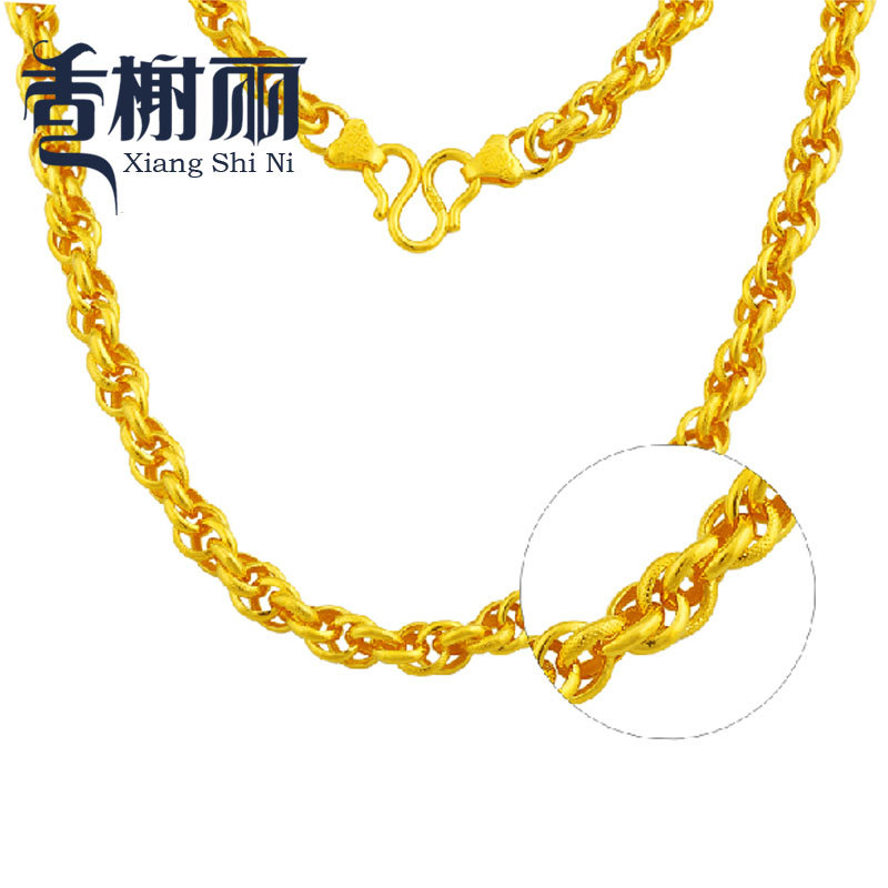 香榭丽珠宝999足金泰国珍珠双扣男女款黄金项链