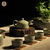 祥福茶具 龙泉青瓷整套功夫茶具套装 哥窑陶瓷带梅子青茶壶茶杯 福器GS02(米黄釉)第2张高清大图