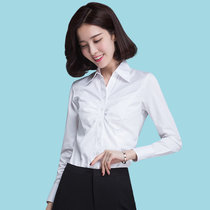 MistletoeV领职业衬衫女长袖商务正装白色上衣OL通勤修身女士衬衣(白色 XL)