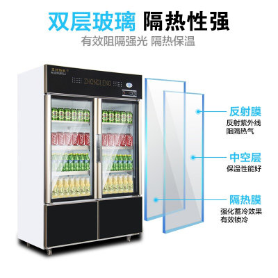 五洲伯乐LCD-868双门上冷藏下冷冻展示冰柜水果保鲜柜啤酒柜
