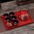 中国红色陶瓷结婚茶具套装创意婚庆用品长辈敬茶杯壶新婚礼品礼物  5件(5件)(石榴花(扁)1壶1)第3张高清大图