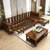 进畅家具 实木沙发组合中式现代转角可拆洗布艺沙发大小户型客厅家具(海棠色 三人位+贵妃（带拉床）)第4张高清大图