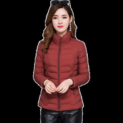 2018新款冬季韩版时尚休闲宽松大码短款保暖棉服外套女(肤红色 L)