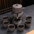 自动茶具单个懒人石磨旋转出水功夫茶壶复古时来运转自动冲泡茶器(整个黑静+小茶海)第5张高清大图