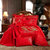 爱之小径家纺典雅中式婚庆四件套 加厚床单被套 大红色结婚床品多件套(龙凤呈祥 220*240六件套)第5张高清大图