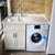 欧吉美 阳台洗衣机柜组合太空铝洗衣柜带搓衣板洗衣柜子阳台洗衣机柜定制((9001B)105CM右盆)第3张高清大图