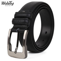 金狐狸Wolsey男士针扣皮带WF666-4黑色(黑色 均码)
