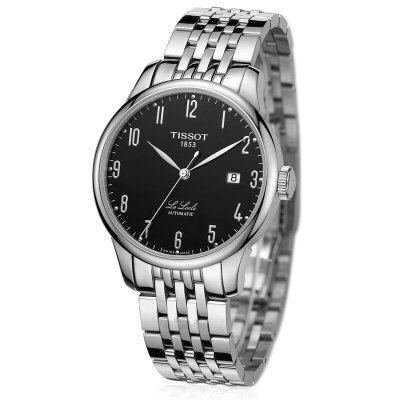 天梭/Tissot手表力洛克系列机械钢带男表T41.1.483.52(银壳黑面白带)