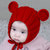 婴儿帽子秋冬针织毛线帽满月帽0-123岁6个月手工编织护耳宝宝帽子(红色 均码3-36个月（42-50CM）)第3张高清大图