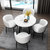 TIMI天米 现代餐桌椅组合 北欧家用餐桌椅 圆桌一桌四椅 仿大理石桌面(白色90餐桌 4把灰色布艺椅)第3张高清大图