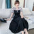 MISS LISA赫本风小黑裙子气质优雅轻熟长款连衣裙B1128(黑色 M)第2张高清大图
