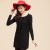 妮蕾迪 新款优雅镂空花修身长袖毛针织连衣裙M603(黑色)第3张高清大图