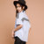 七格格2017夏装新款 时尚蓝白条纹撞色条纹拼接短袖衬衫 女X1046(蓝白条纹 S)第2张高清大图
