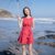 2018夏季新款韩版女装修身显瘦无袖气质小礼服镂空蕾丝连衣裙裙子(红色)(L)第2张高清大图